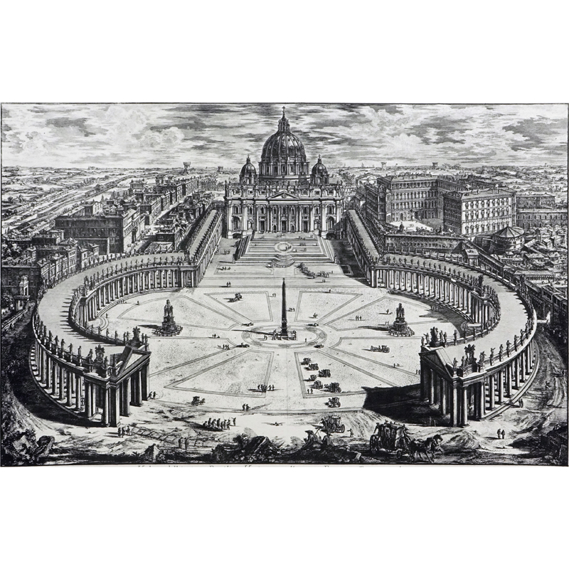After: Giovanni Battista Piranesi, Italian (1720-1778) Etching "Veduta dell'insigne Basilica Vaticana…" 