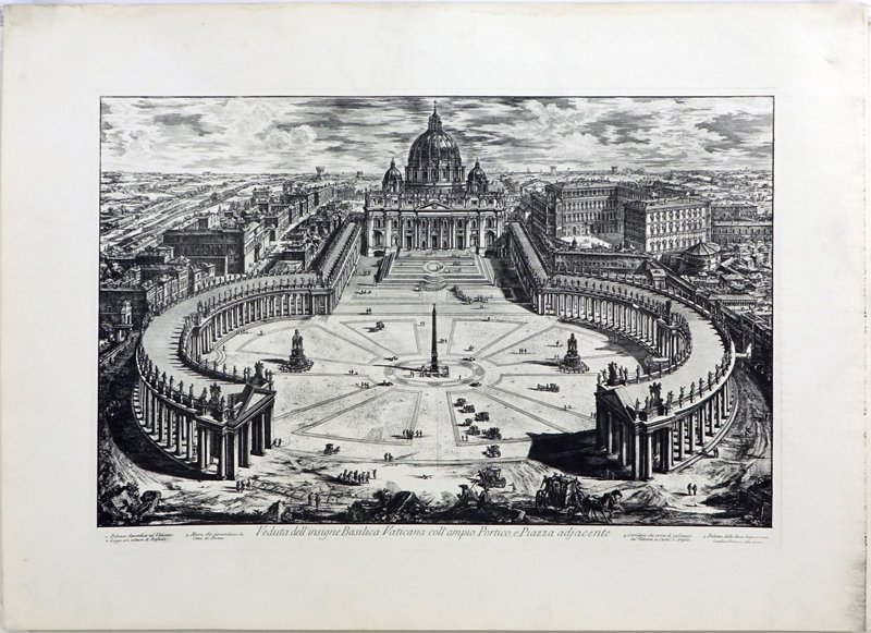 After: Giovanni Battista Piranesi, Italian (1720-1778) Etching "Veduta dell'insigne Basilica Vaticana…" 