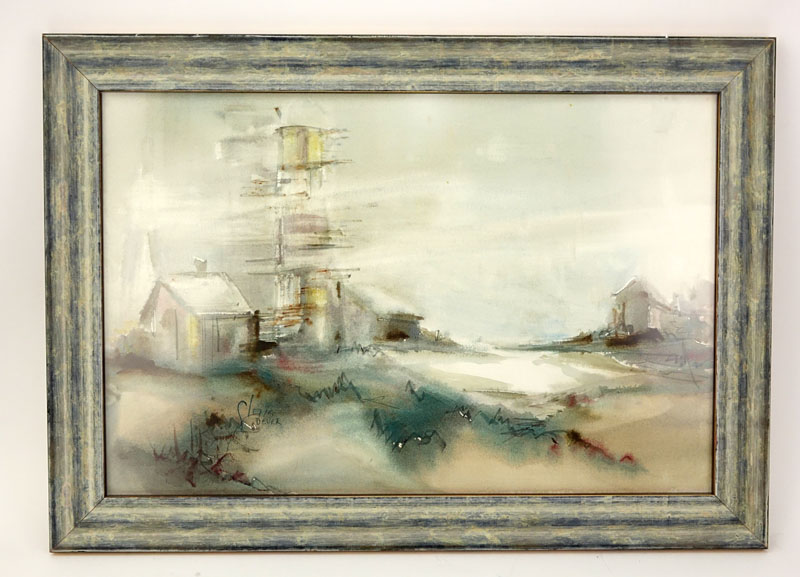 Contemporary Watercolor On Paper "Landscape". Signed Dever lower left. 