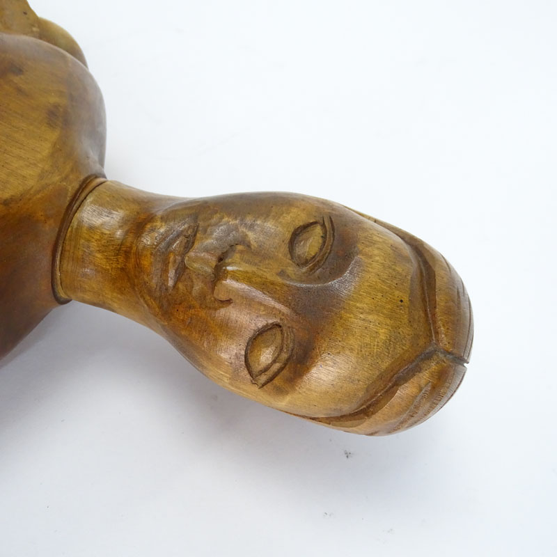 Large Antique Carved Wood Ball Jointed Female Figure.