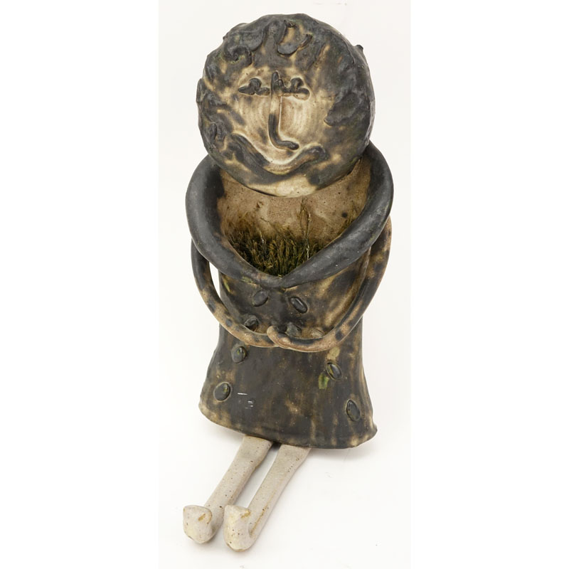Contemporary Handcrafted Pottery Figural Wall Pocket.