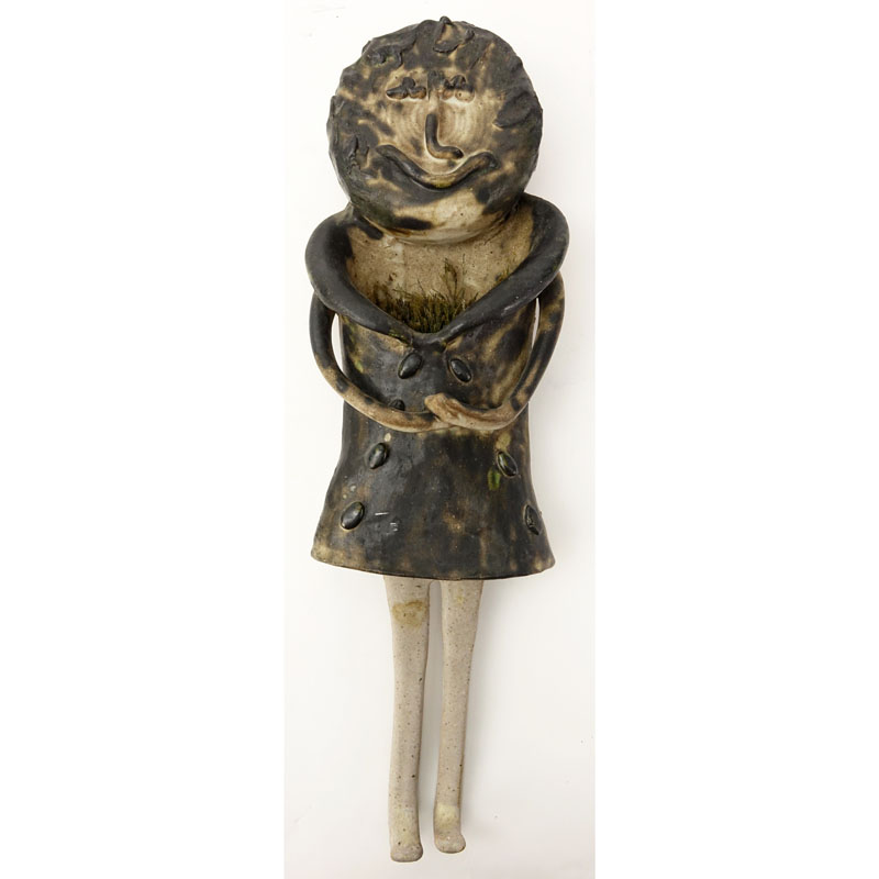 Contemporary Handcrafted Pottery Figural Wall Pocket.