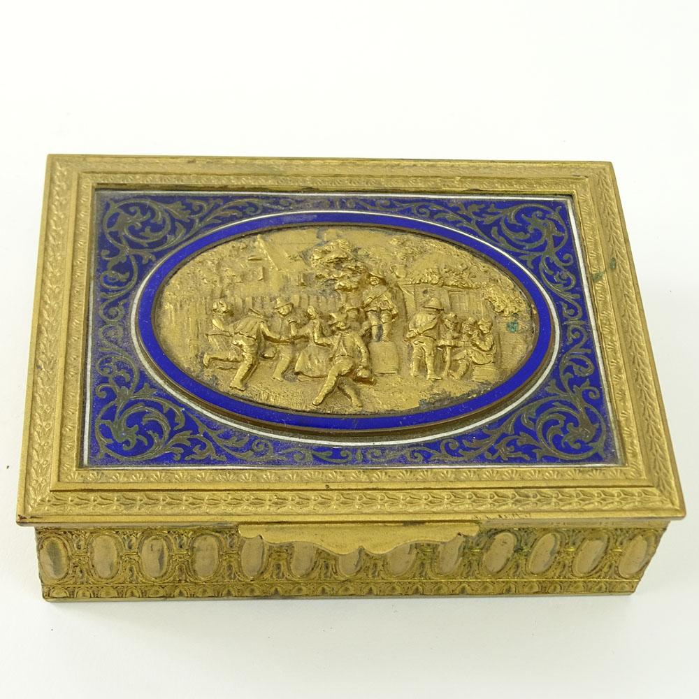 Vintage Continental Gilt and Enamel Bronze Box.