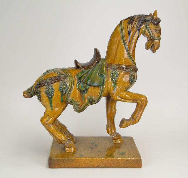 20th Century Chinese Tang-style Horse with Sancai Three Color Glaze.