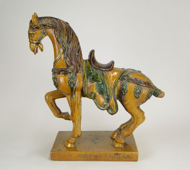 20th Century Chinese Tang-style Horse with Sancai Three Color Glaze.