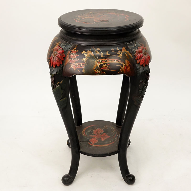 Vintage Chinese Carved and painted Wood Table.