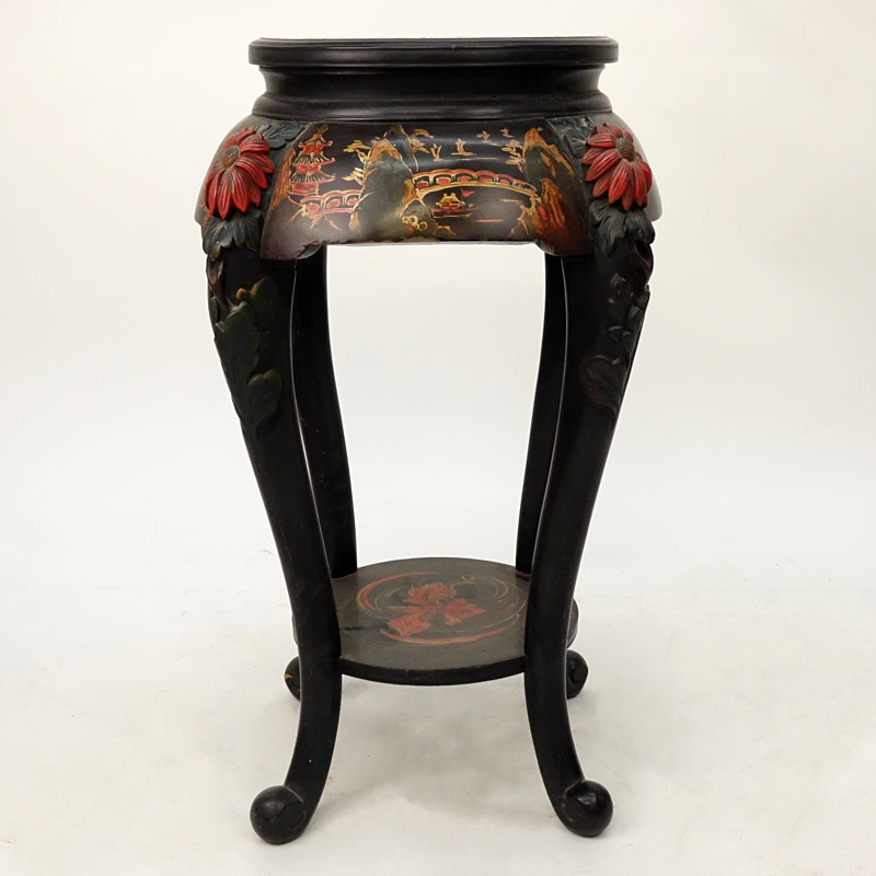 Vintage Chinese Carved and painted Wood Table.