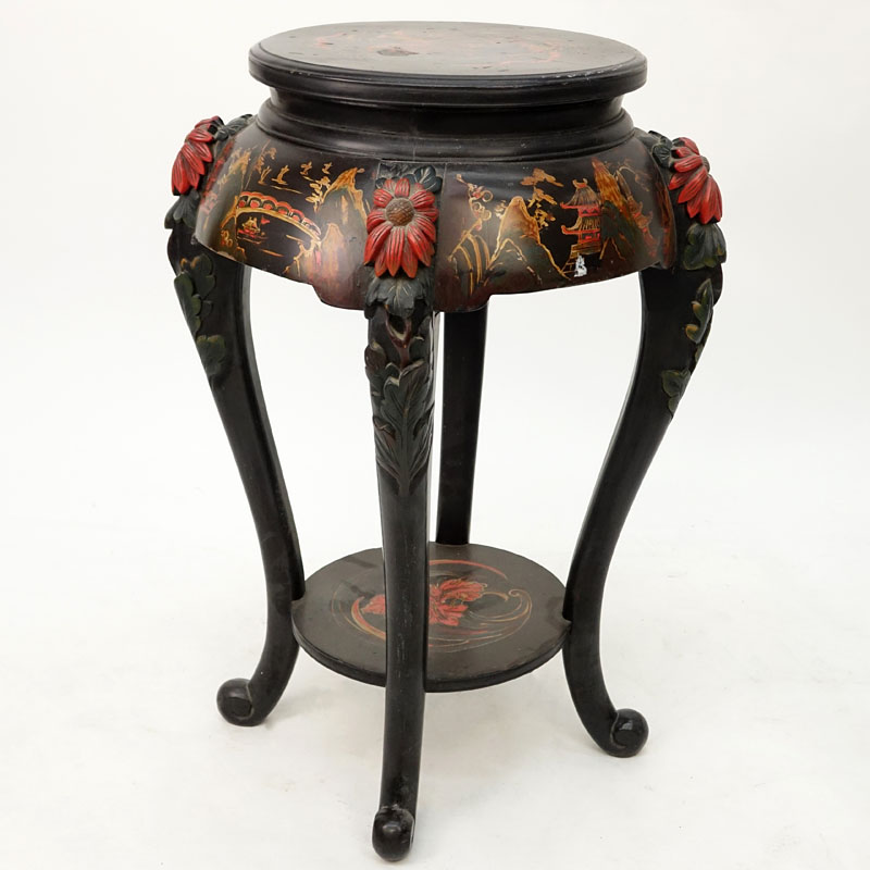 Vintage Chinese Carved and painted Wood Table.