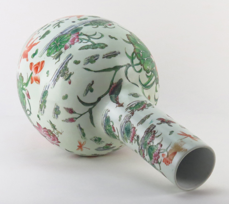 Later 20th Century Chinese Hand Painted Porcelain Bulbous Vase.