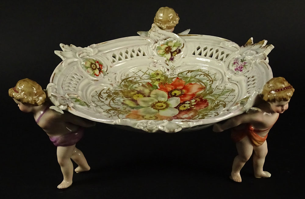 Antique Schierholz Porcelain Figural Hand painted Compote.