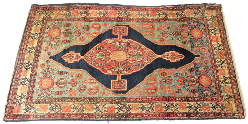 Semi Antique Rug. Loss to fringes, discoloration, stains. 