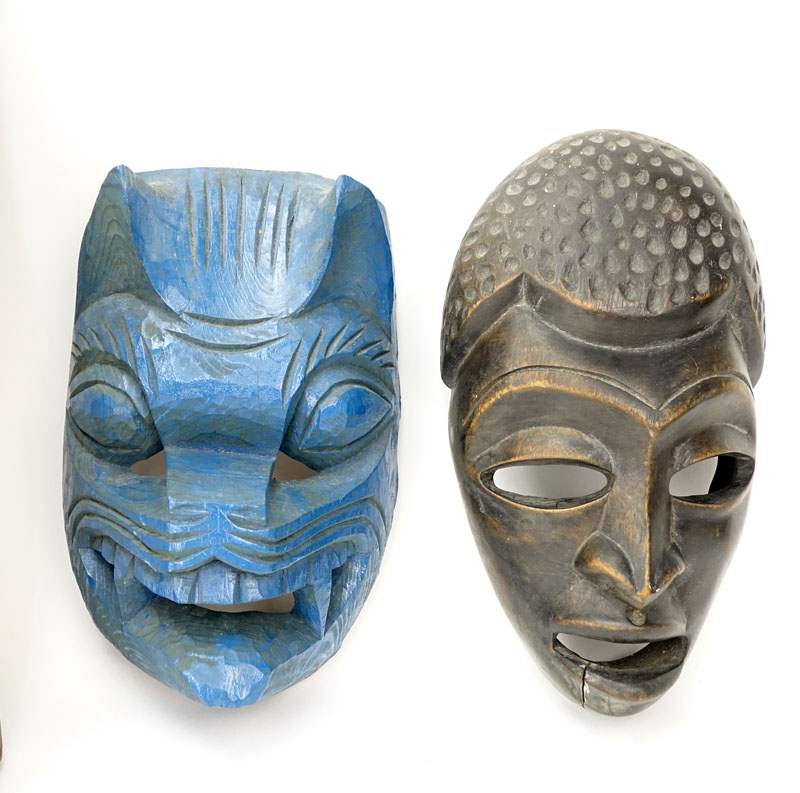 Lot of Five Vintage Masks. Includes African and Tibetan.