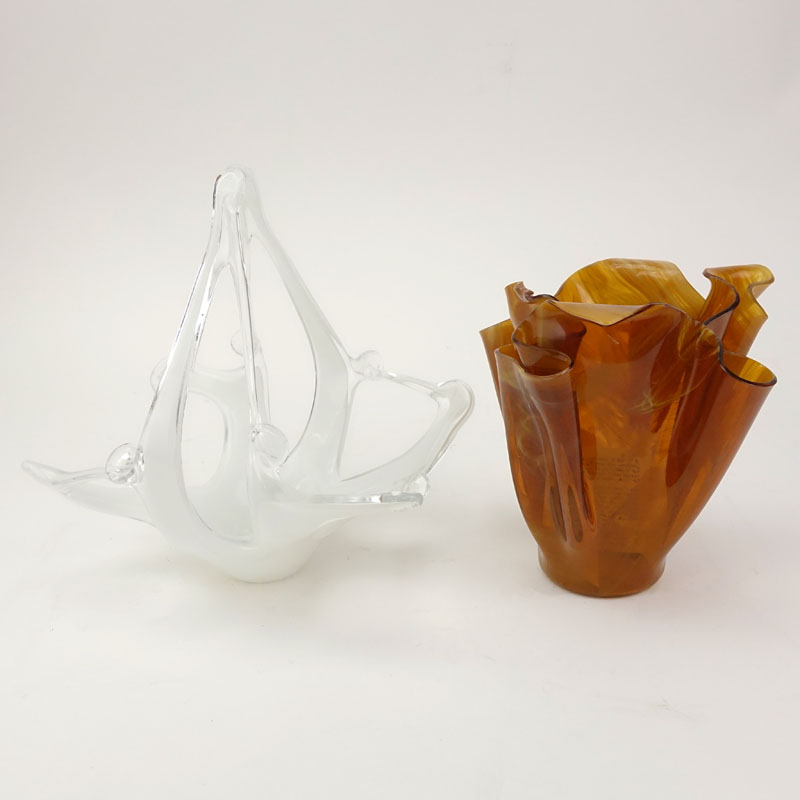 Two (2) Pieces Contemporary Hand Blown Art Glass.