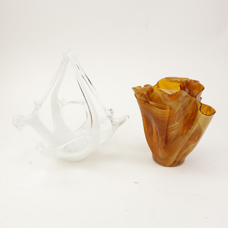 Two (2) Pieces Contemporary Hand Blown Art Glass.