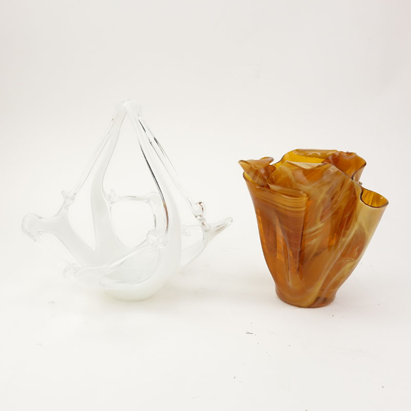 Two (2) Pieces Contemporary Hand Blown Art Glass.