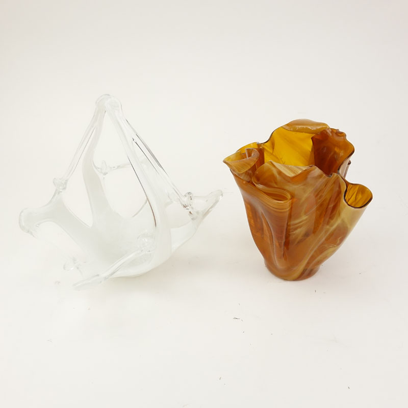 Two (2) Pieces Contemporary Hand Blown Art Glass.