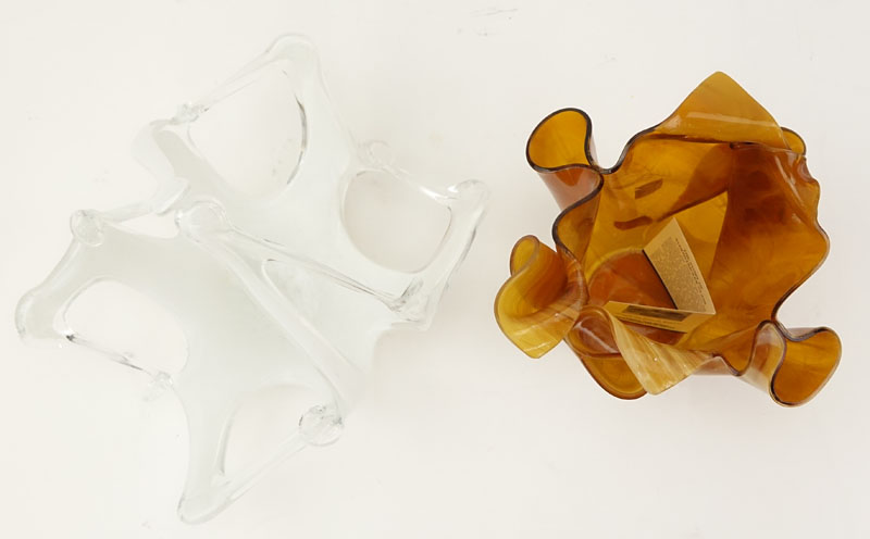 Two (2) Pieces Contemporary Hand Blown Art Glass.