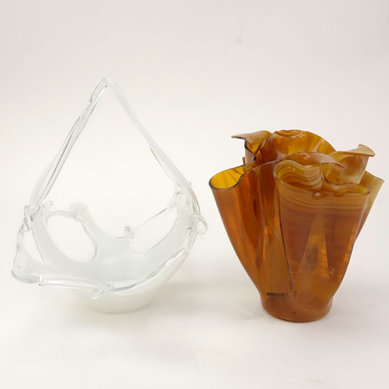 Two (2) Pieces Contemporary Hand Blown Art Glass.