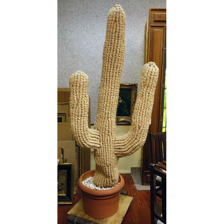 Large Contemporary Intertwined Rope Cactus in Large Pot.