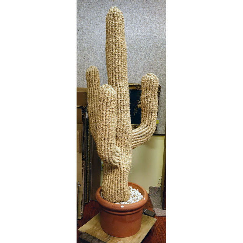 Large Contemporary Intertwined Rope Cactus in Large Pot.