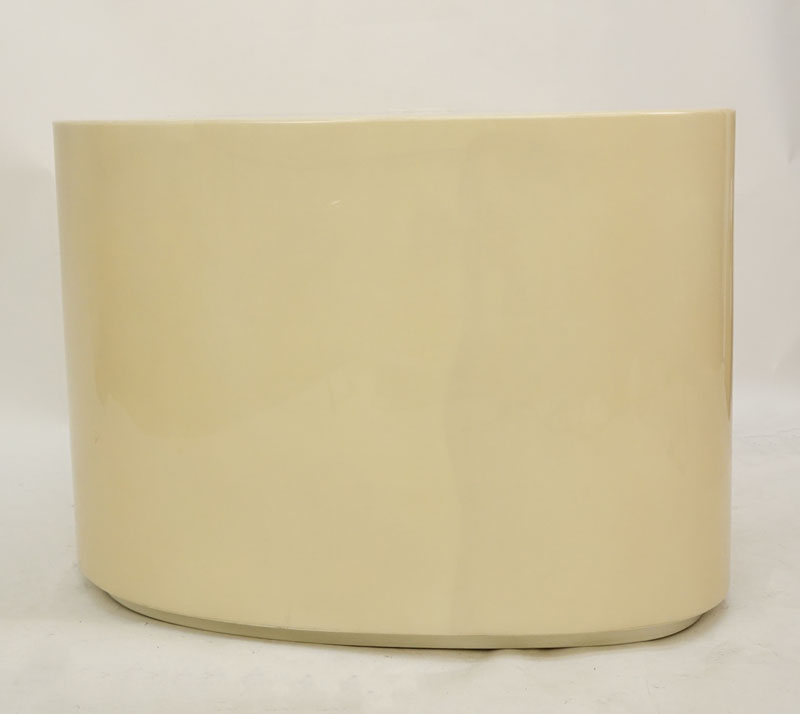 Karl Springer Style Retro Ovoid Resin Lacquer Side Table.