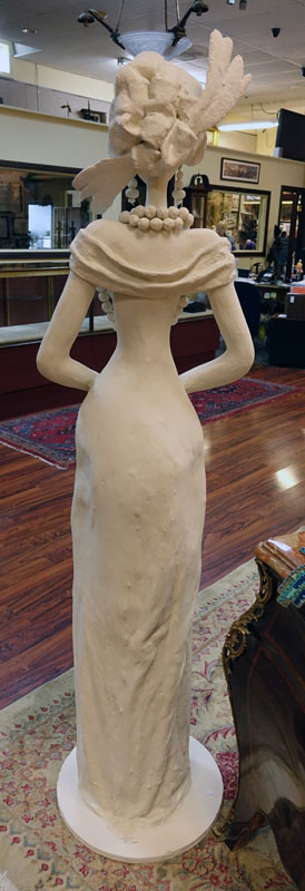 Leonard DeCicco (20th C.) Life Size Contemporary Painted Wooden Sculpture of a Woman.