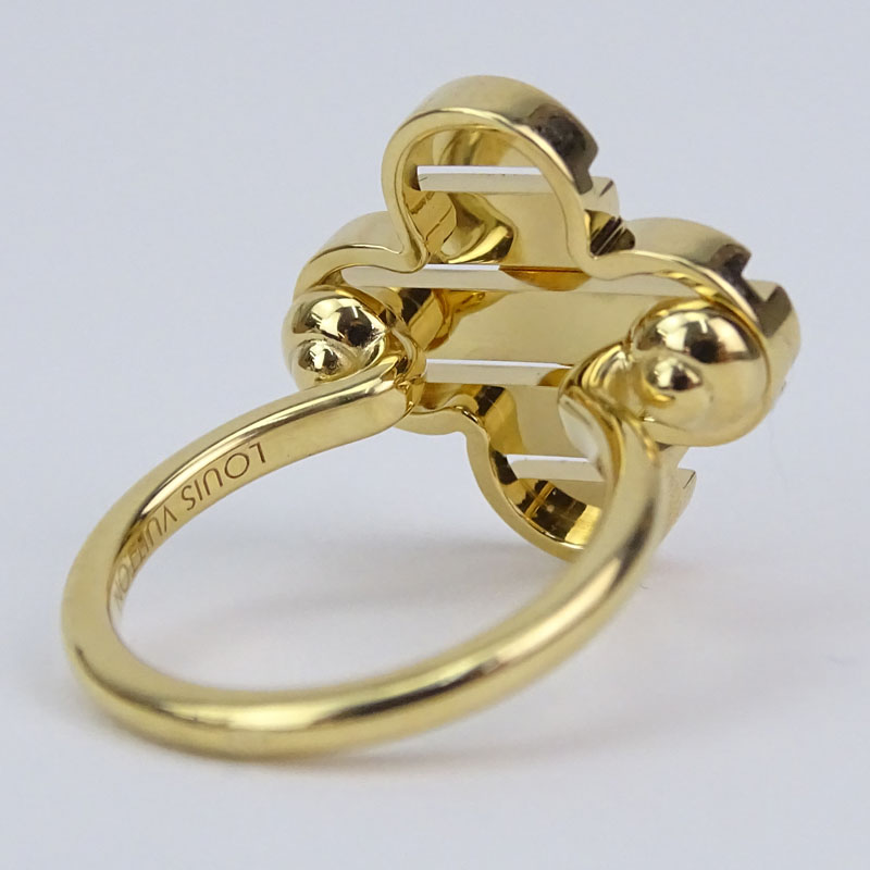 Louis Vuitton Petite Fleur Diamond and 18 Karat Yellow Gold Ring.