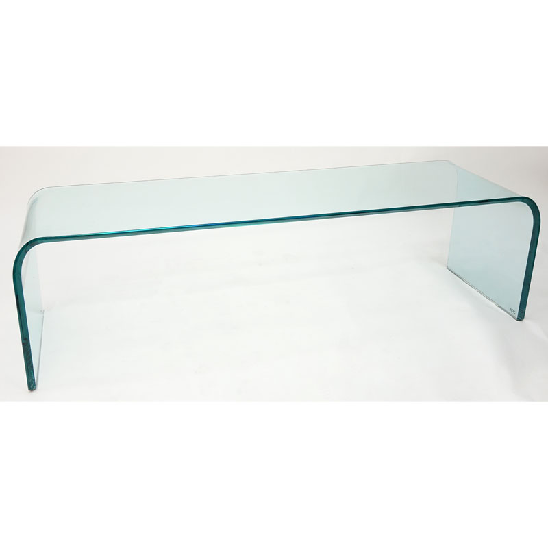 Contemporary Modern Sica Molded Glass Waterfall Bench.