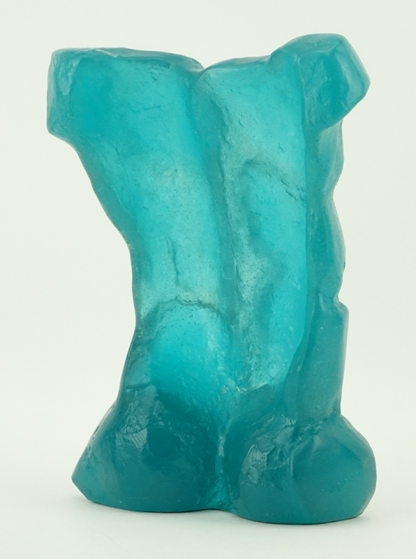 Daum Pate de Verre M Legendre Male Torso Sculpture.