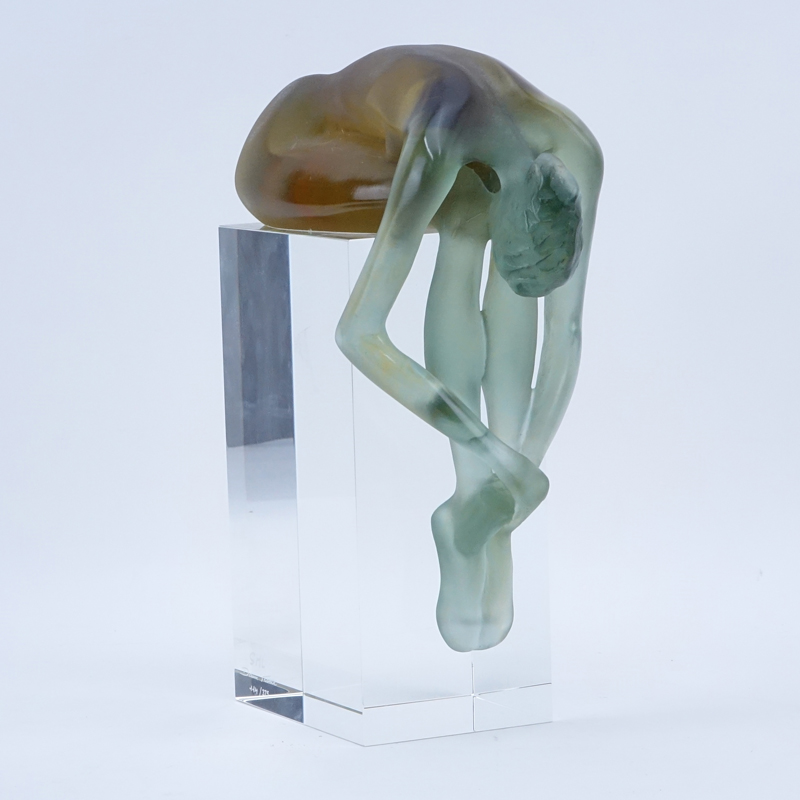 Daum Pate De Verre and Clear Glass Sculpture "Ballerine". Designed by Sylvie Mangaud-Lasseigne, French (20th C).