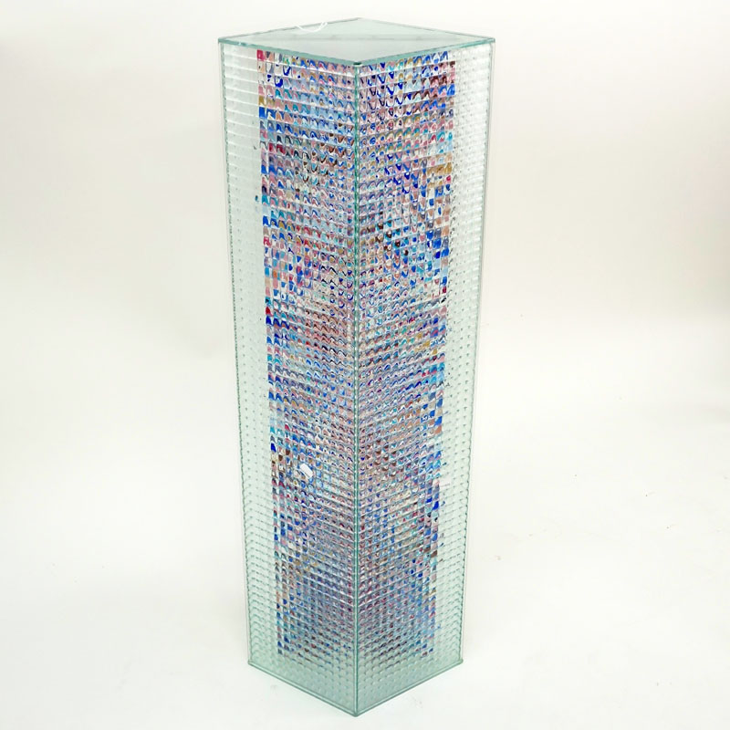 Mid Century Modern Glass Pedestal Stand. Unsigned.