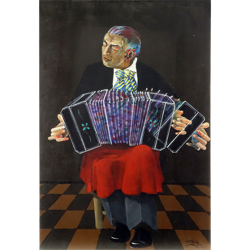 Jose Mario Ansalone, Argentine (1943 - ) Acrylic on canvas "Musicos De Tango".