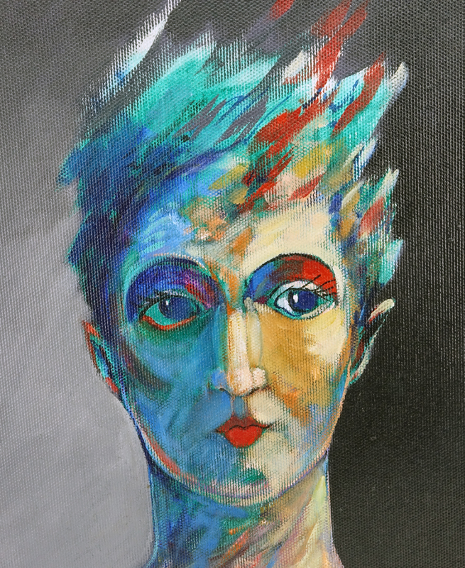Jose Mario Ansalone, Argentine (1943 - ) Acrylic on canvas "Portrait Of A Woman".