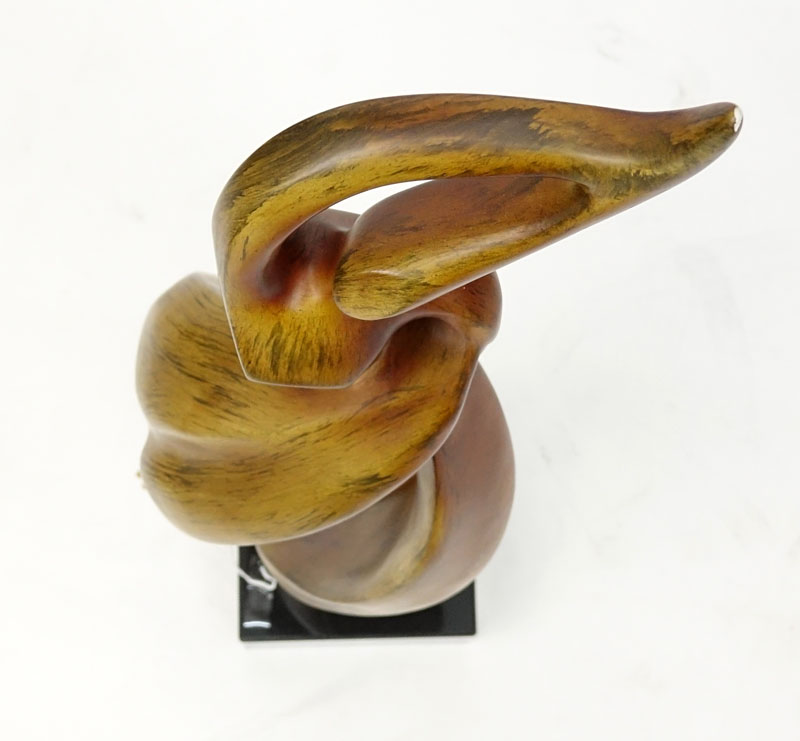 Benzara Faux Grain Poly-Wood Modern Abstract Figural Sculpture On Stone Base.