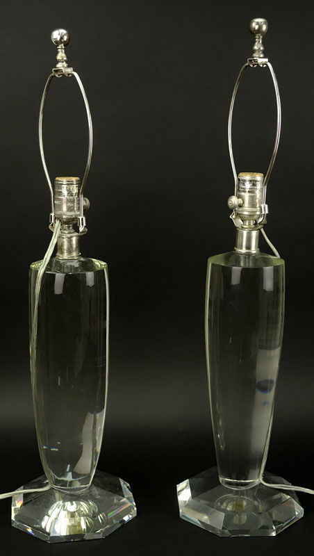 Pair of Visual Comfort & Co. Clear Crystal Lamps.