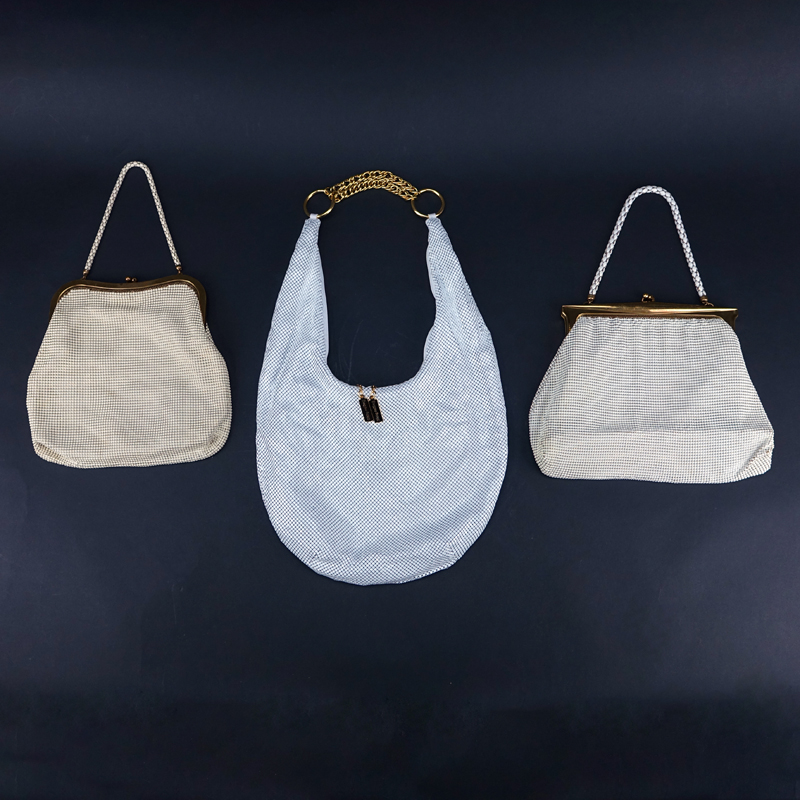 Three (3) Vintage Whiting & Davis Mesh Bags. Gold-tone hardware.