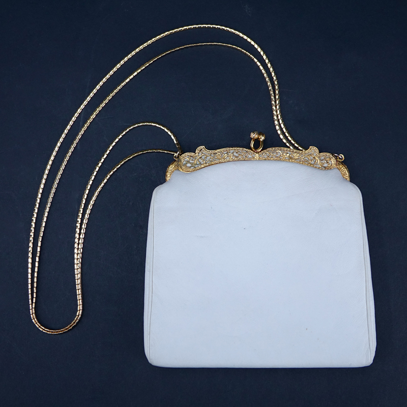 Judith Leiber White Leather Handbag.