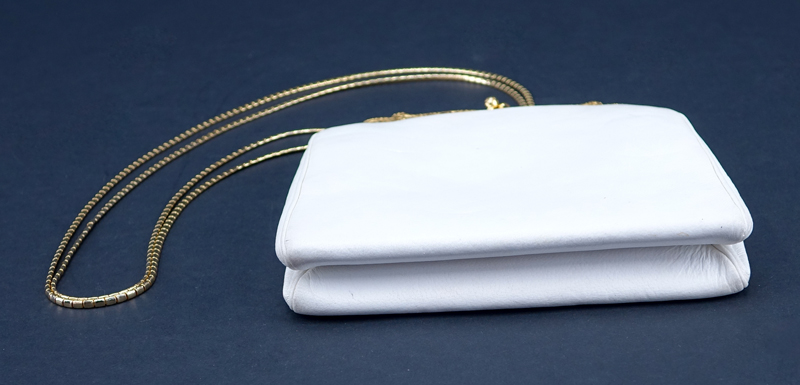 Judith Leiber White Leather Handbag.