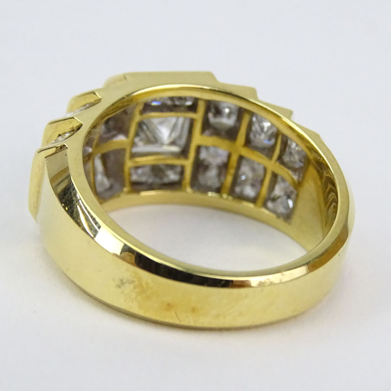 Approx. 3.97 Carat TW Princess Cut Diamond and 18 Karat Yellow Gold Ring.