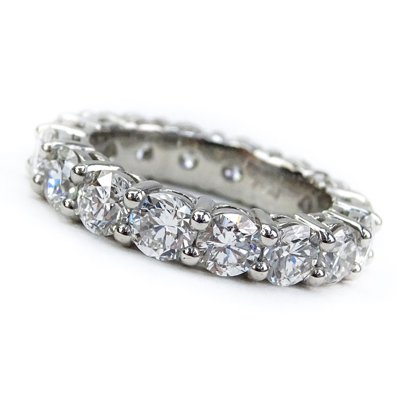 Approx. 5.02 Carat Round Brilliant Cut Diamond and Platinum Eternity Band.