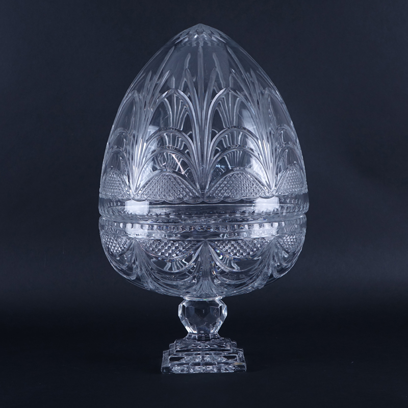 Oversized Irena Polish Cut Lead Crystal Ovoid Covered Compote.