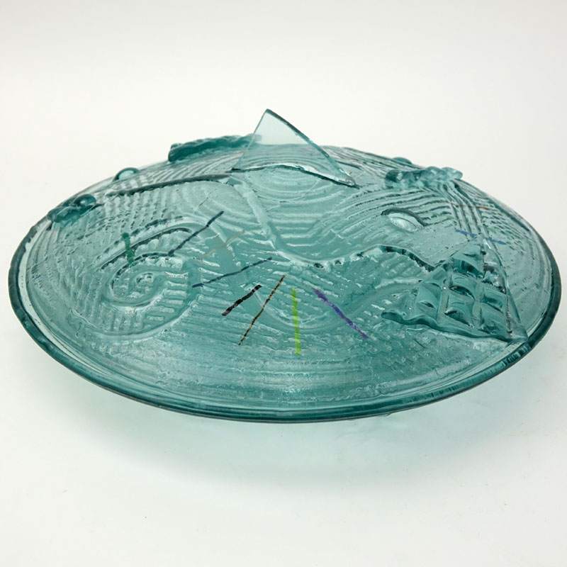 Mid Century Modern Covered Molded Glass Dish.