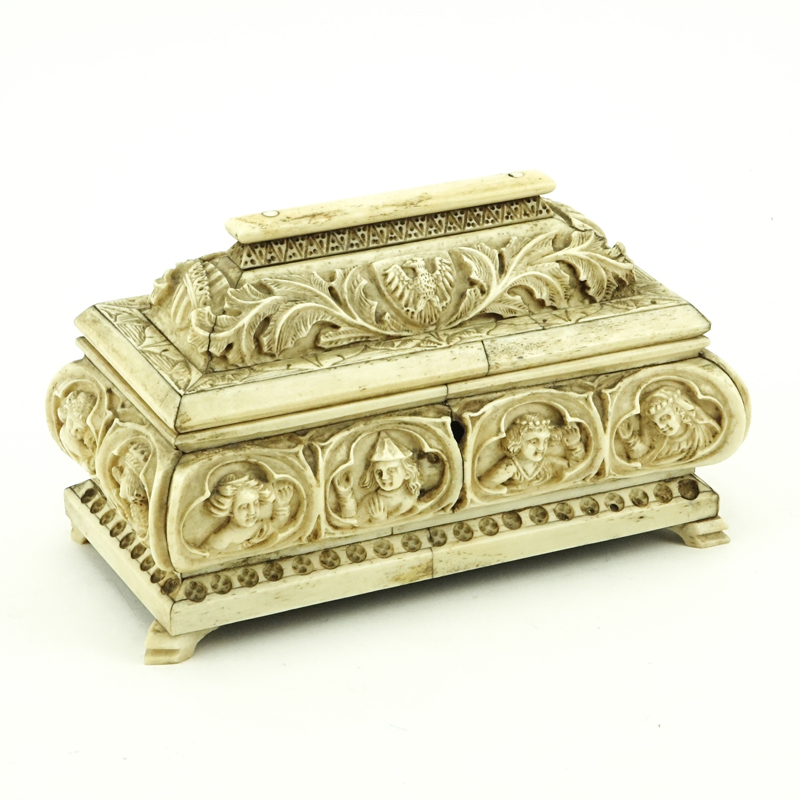 19th Century Austrian/German Carved Bone Box.