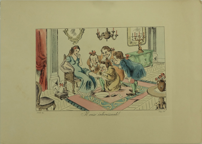 Set of Four (4) Hand Colored Color Engravings.