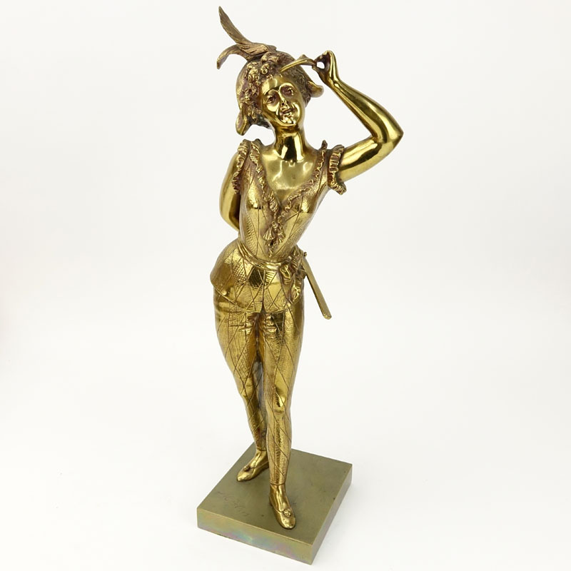 Antique Gilt Bronze Figure "Woman With Mask".