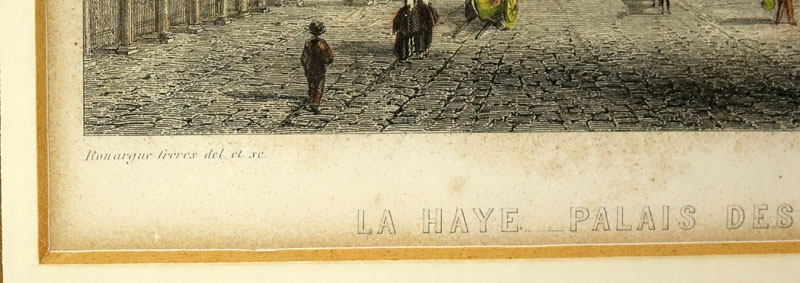 Two (2) Antique Color Engravings. Comprise:  A. and E. Rouargue "La Haye, Palais Des Etats Généraux" and Abraham Rademaker "Gemeenland shuis van Schieland-Rotterdam". 