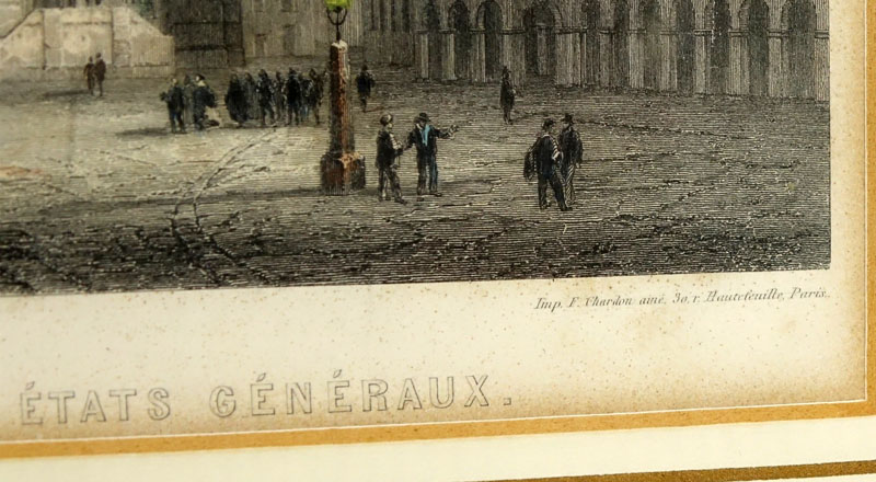 Two (2) Antique Color Engravings. Comprise:  A. and E. Rouargue "La Haye, Palais Des Etats Généraux" and Abraham Rademaker "Gemeenland shuis van Schieland-Rotterdam". 