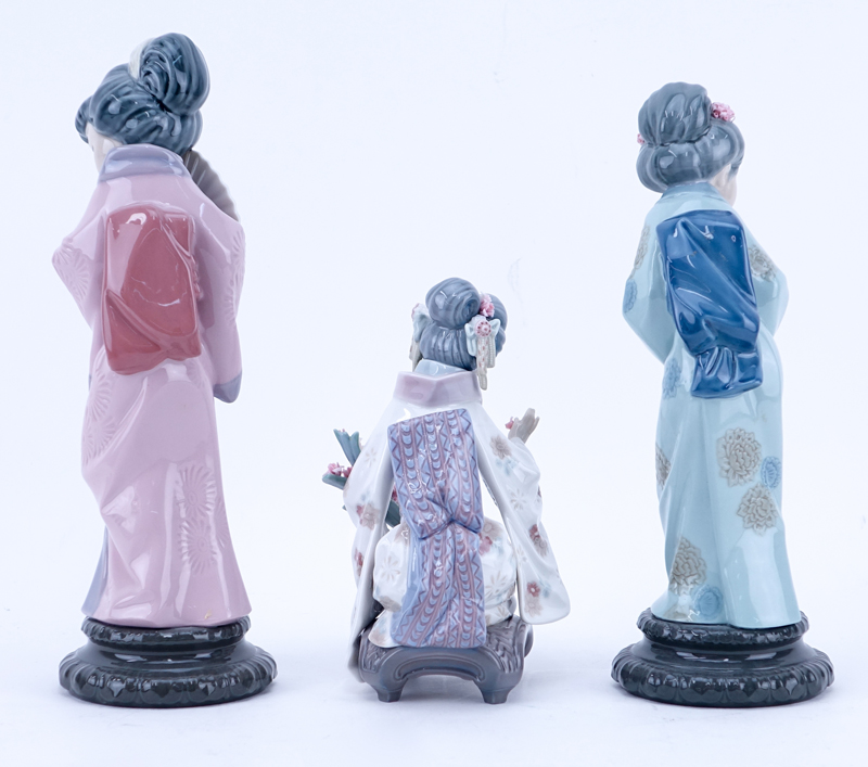 Collection of Three (3) Lladro Oriental Porcelain Figurines.