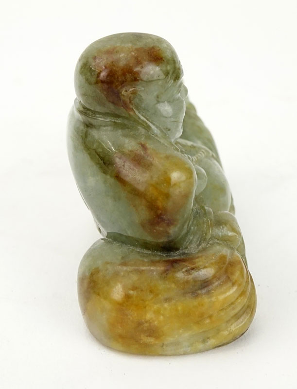 Chinese Carved Jade Resting Buddha Figurine.