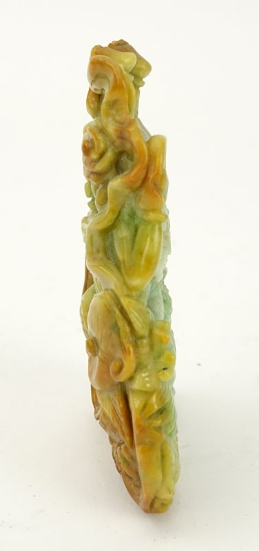 Chinese Jade Dragon with Figure Carving.